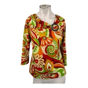 Forenza 70s Psychedelic Retro Print Top